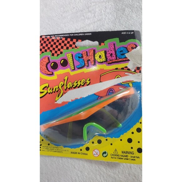 Cool Shades Orange Green Tinted UV Plastic Sunglasses Retro NOS Neon main image 4